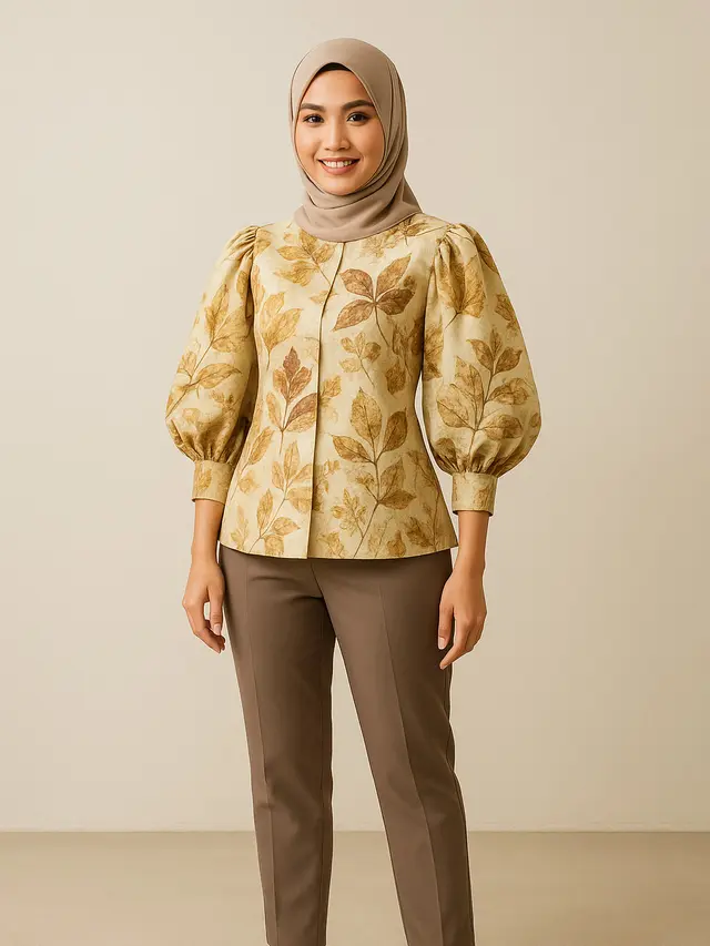 Model Atasan Batik Ecoprint Untuk Kerja/Ilustrasi AI
