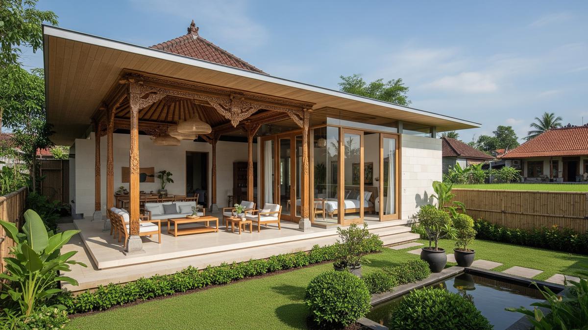 7 Inspirasi Rumah Atap Datar Model Pendopo di Desa, Tropis dan Asri