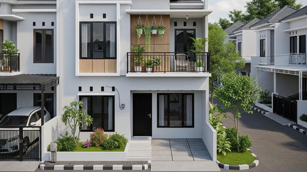 Rumah 2 Lantai dengan Balkon Fungsional/Desain Rumah 2 Lantai Budget di Bawah Rp 200 Juta  (Sumber: gemini.com)