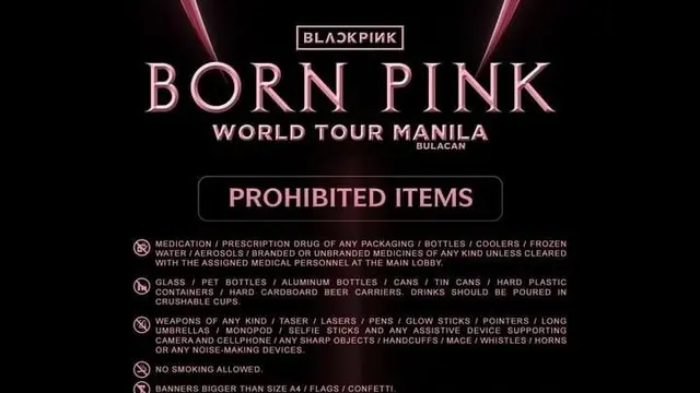Barang yang dilarang saat menonton koser Blackpink "Born Pink World Tour" di Filipina