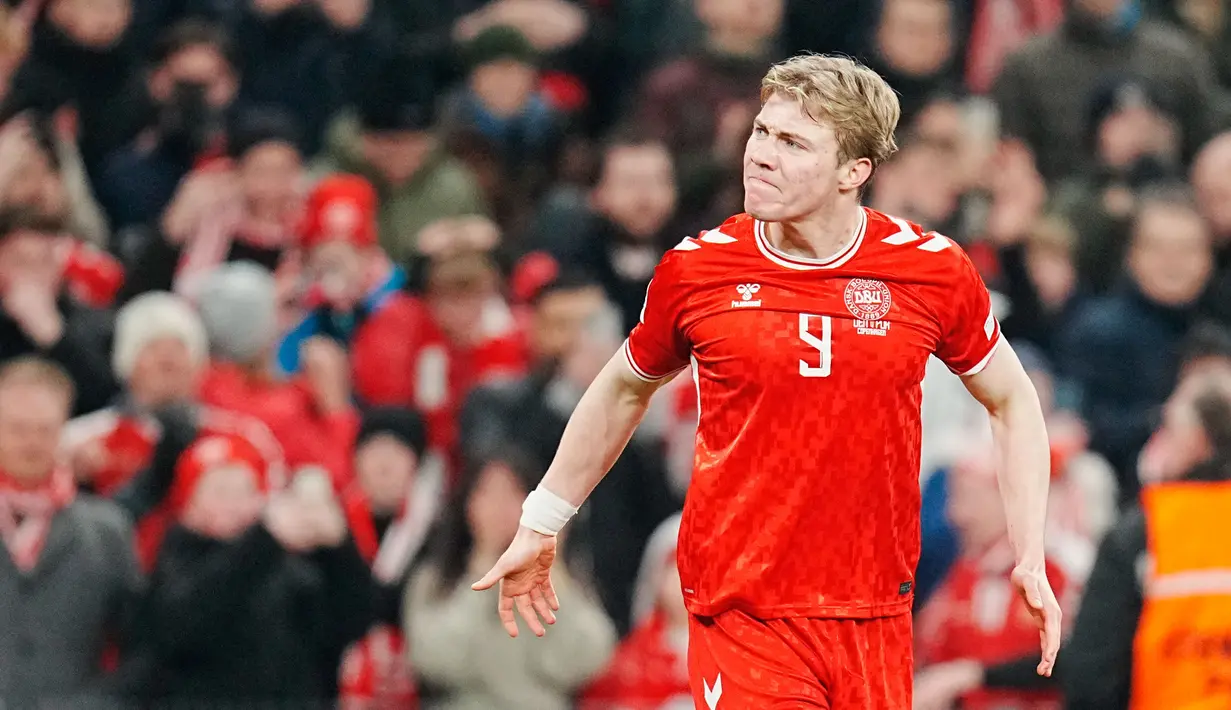 Berkat hasil ini, Denmark berpeluang lolos ke semifinal. Namun, masih ada laga leg kedua yang bakal digelar di kandang Portugal pada akhir pekan ini. (Liselotte Sabroe/Scanpix 2025/Ritzau Scanpix via AP)
