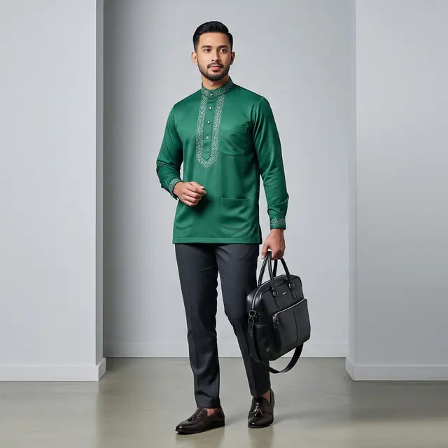 Inspirasi Padu Padan Pria: Kemeja Muslim dan Celana Gelap
