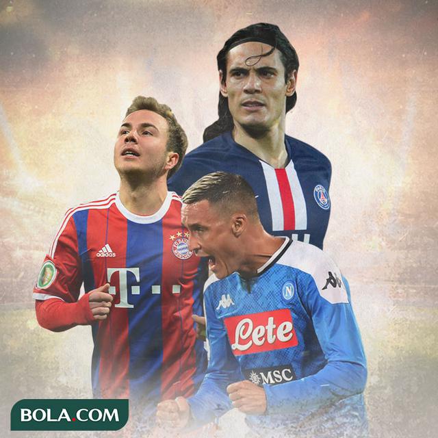 Ilustrasi - Mario Gotze, Edinson Cavani, Jose Callejon