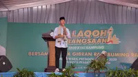 Calon Wakil Presiden (Cawapres) Nomor Urut 2, Gibran Rakabuming Raka saat menghadiri Apel Sholawat Kebangsaan di Jember. (Dok. Istimewa)