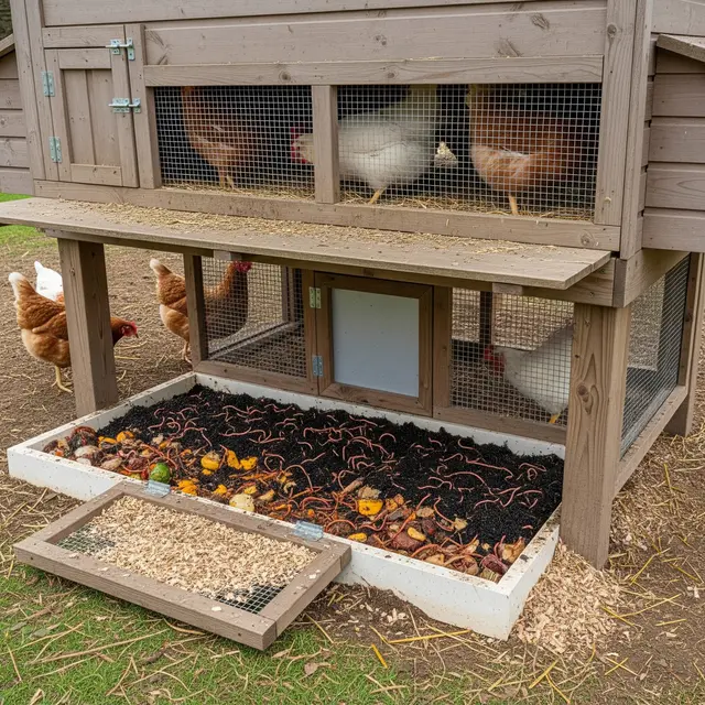 Desain Kandang Ayam dengan Tempat Pengolahan Kotoran Jadi Pupuk