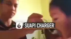 Aksi itu membuat adiknya marah hingga mengaplok wajah kakaknya dan menangis.