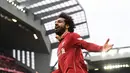 Salah didatangkan Liverpool dari AS Roma dengan mahar tak kurang dari 30 juta pounds. Pada musim pertama, Salah langsung tampil impresif dan memukau banyak penggemar di Anfield. (AFP/Paul Ellis)