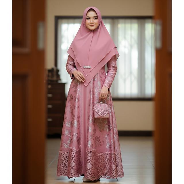 9 Model Gamis Batik Dusty Pink Brokat, Inspirasi Busana Ramadan 2026