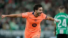 Ekspresi Ferran Torres usai membobol gawang Real Betis di lanjutan La Liga musim 2025/2026, Minggu (7/12/2025) (AP Photo/Manu Reino)