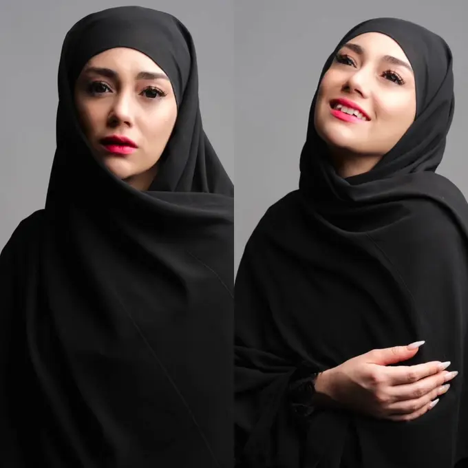 7 Potret Tampilan Celine Evangelista dalam Balutan Hijab Hitam di Pemotretan Terbaru, Tuai Pujian