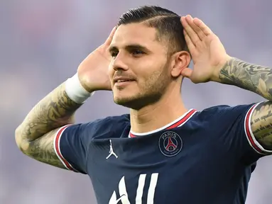 Penyerang PSG, Mauro Icardi pernah menciptakan quattrick saat masih berseragam Sampdoria pada musim 2012/2013. Saat itu, I Blucerchiati menang 6-0 atas Pescara, dimana empat gol diantaranya dicetak oleh Icardi yang kala itu masih berumur 19 tahun. (AFP/Bertrand Guay)