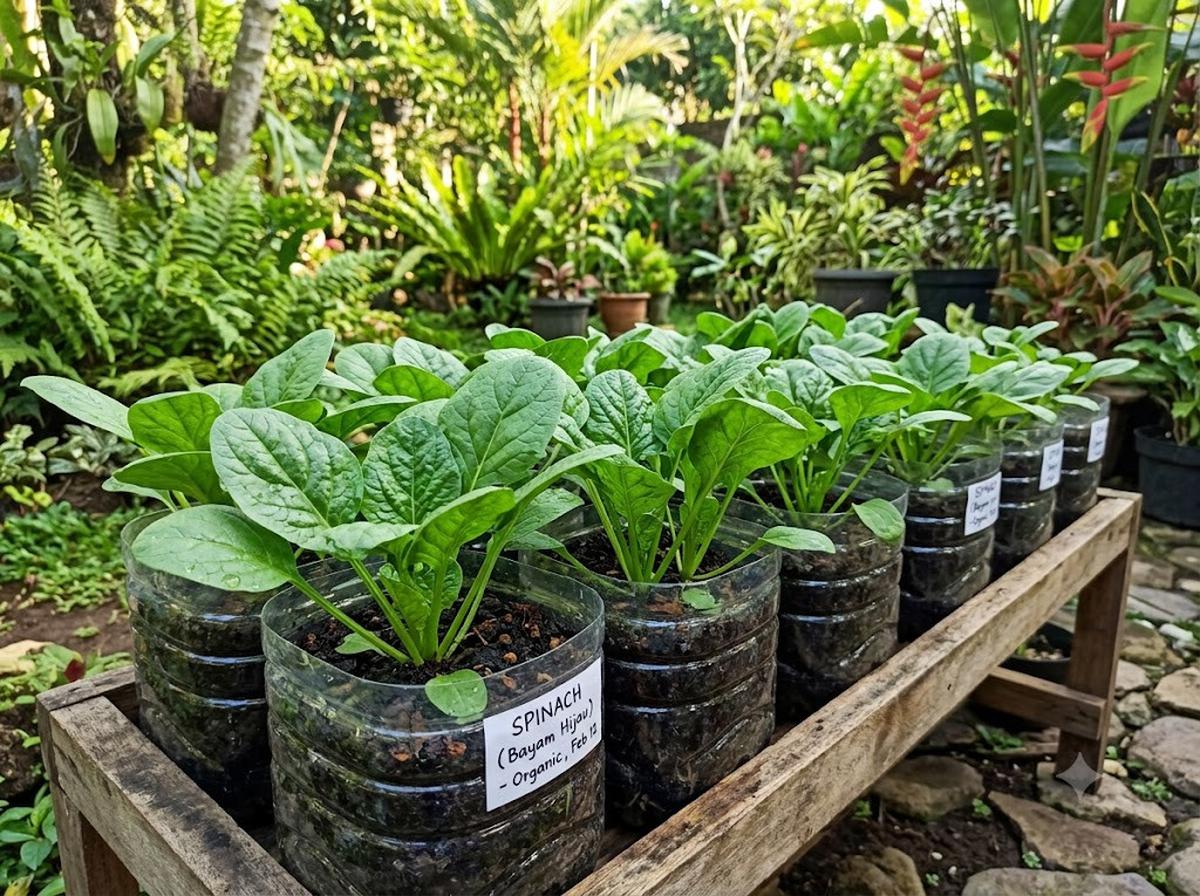 Cara menanam bayam di botol plastik 2 liter agar subur