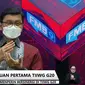 Direktur Jenderal Perundingan Perdagangan Internasional Kementerian Perdagangan Djatmiko Bris Witjaksono dalam diskusi Persiapan Pertemuan Pertama TIIWG G20, Senin (21/3/2022).