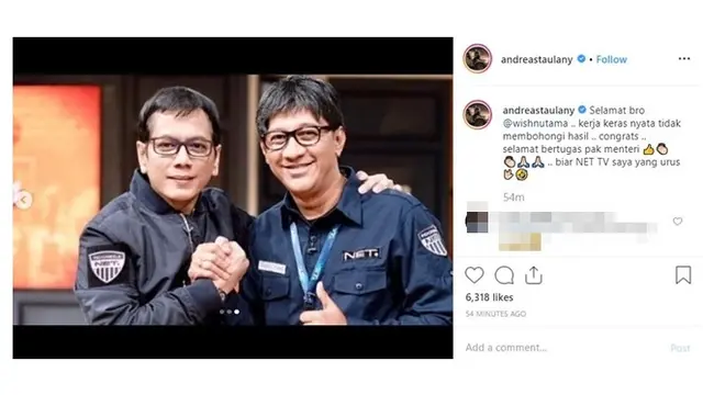 Jadi Menteri Pariwisata dan Ekonomi Kreatif, Ini 5 Selebriti yang Ucapkan Selamat ke Wishnutama