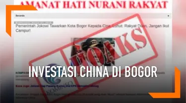 Hoaks Ilustrasi Investasi China