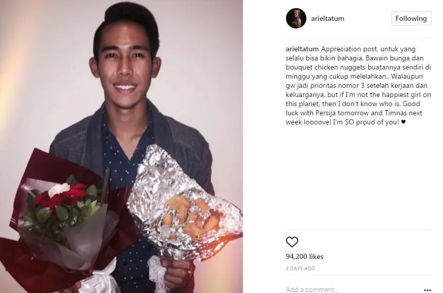 Ariel Tatum mengunggah foto Ryuji Utomo dan mengakui dirinya dijadikan prioritas ketiga (Instagram/@arieltatum)