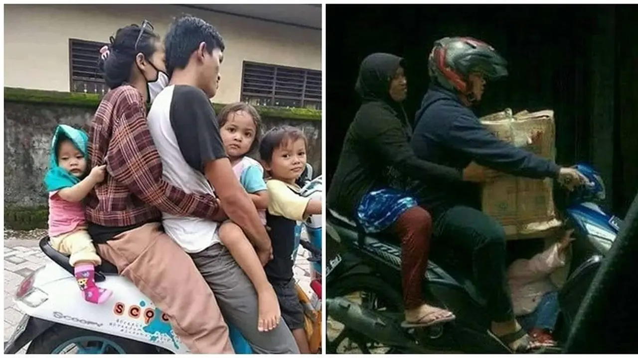 5 Potret Nyeleneh Orangtua Saat Membonceng Anak, Bikin Geleng Kepala