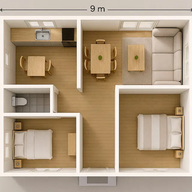 Denah Rumah Sederhana 9x6 Meter
