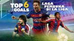 Video 6 gol terbaik dalam sejarah barcelona pada laga pembuka La Liga Spanyol, salah satunya gol Lionel Messi saat melawan Racing Santander pada 2010.