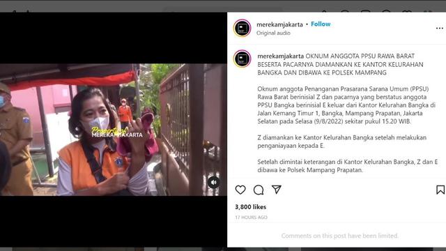 Viral video anggota PPSU aniaya pacar di Jakarta Selatan (Jaksel).