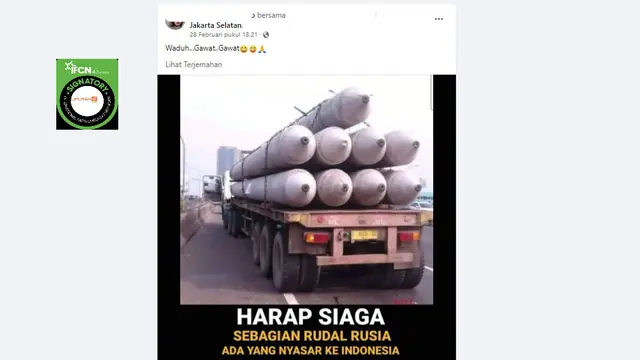Cek Fakta Liputan6.com menelusuri klaim foto rudal Rusia nyasar ke Indonesia