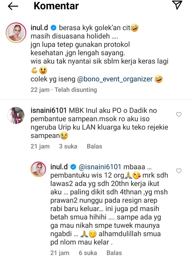 Unggahan Inul Daratista. (Foto: Dok. Instagram @inul.d)