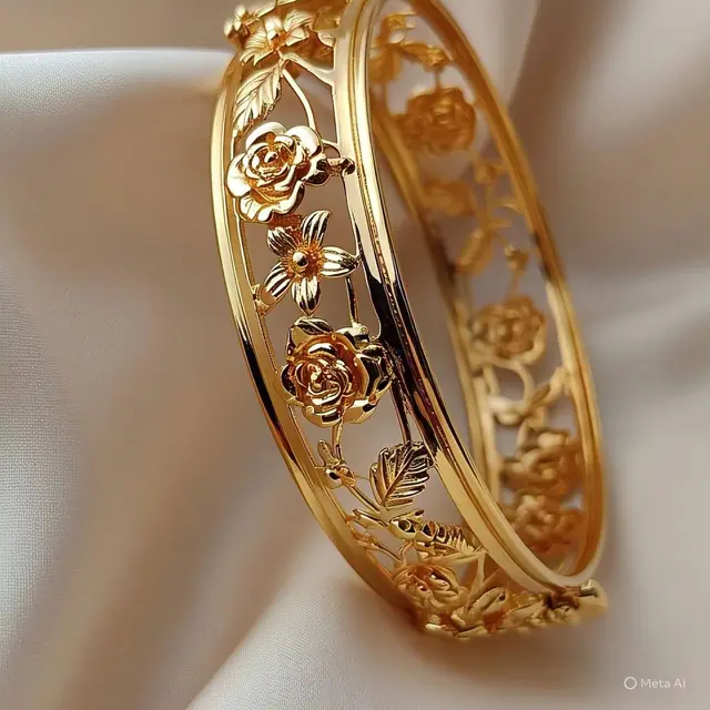 Model Gelang Emas dengan Tema Floral yang Lagi Trend