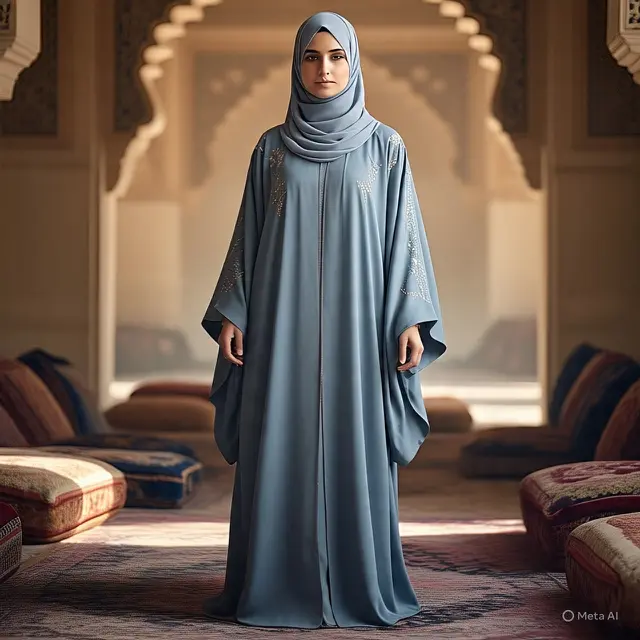 Ilustrasi Abaya Mecca Kimono Style (Created by AI)