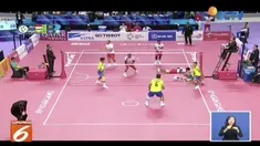 Tim sepak takraw nomor quadran putra berhasil kalahkan Myanmar pada babak penyisihan Grup A.