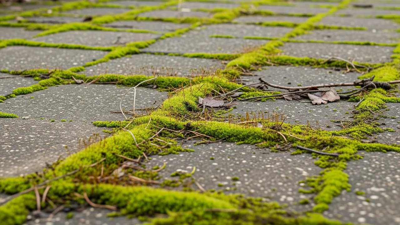 Teras rumah penuh dengan lumut (Image by Gemini AI)