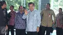 Wakil Presiden Jusuf Kalla, hadir untuk menjadi saksi pada persidangan kasus dugaan korupsi di Kementerian ESDM dan Kemenbudpar serta penerima gratifikasi, Jero Wacik, di Pengadilan Tipikor, Jakarta, Kamis (14/1). (Liputan6.com/Helmi Afandi)
