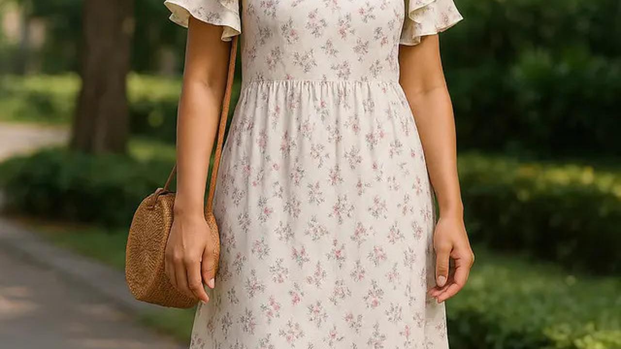 8 Inspirasi Long Dress Lengan Ruffle untuk Ibu-ibu, Bikin Tampilan Awet Muda dan Anggun
