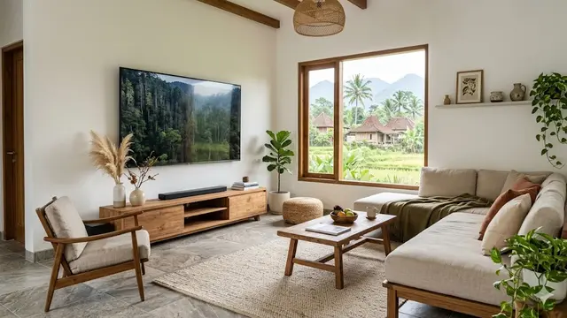 Gambar Ruang Tamu Rumah Minimalis dengan TV Besar
