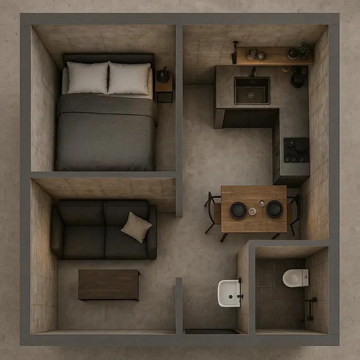 6 Inspirasi Desain Rumah 5x5 Meter dengan 1 Kamar Tidur