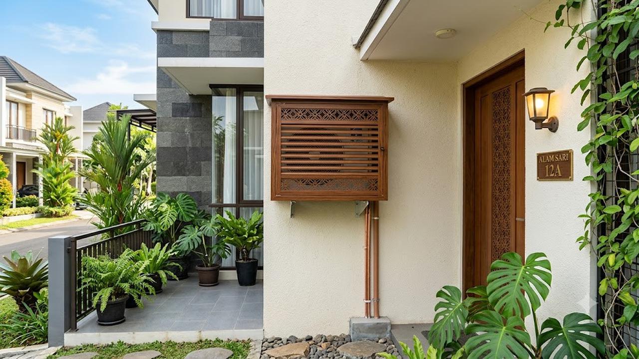 Rak Pelindung AC Outdoor yang Cantik (AI Generated)