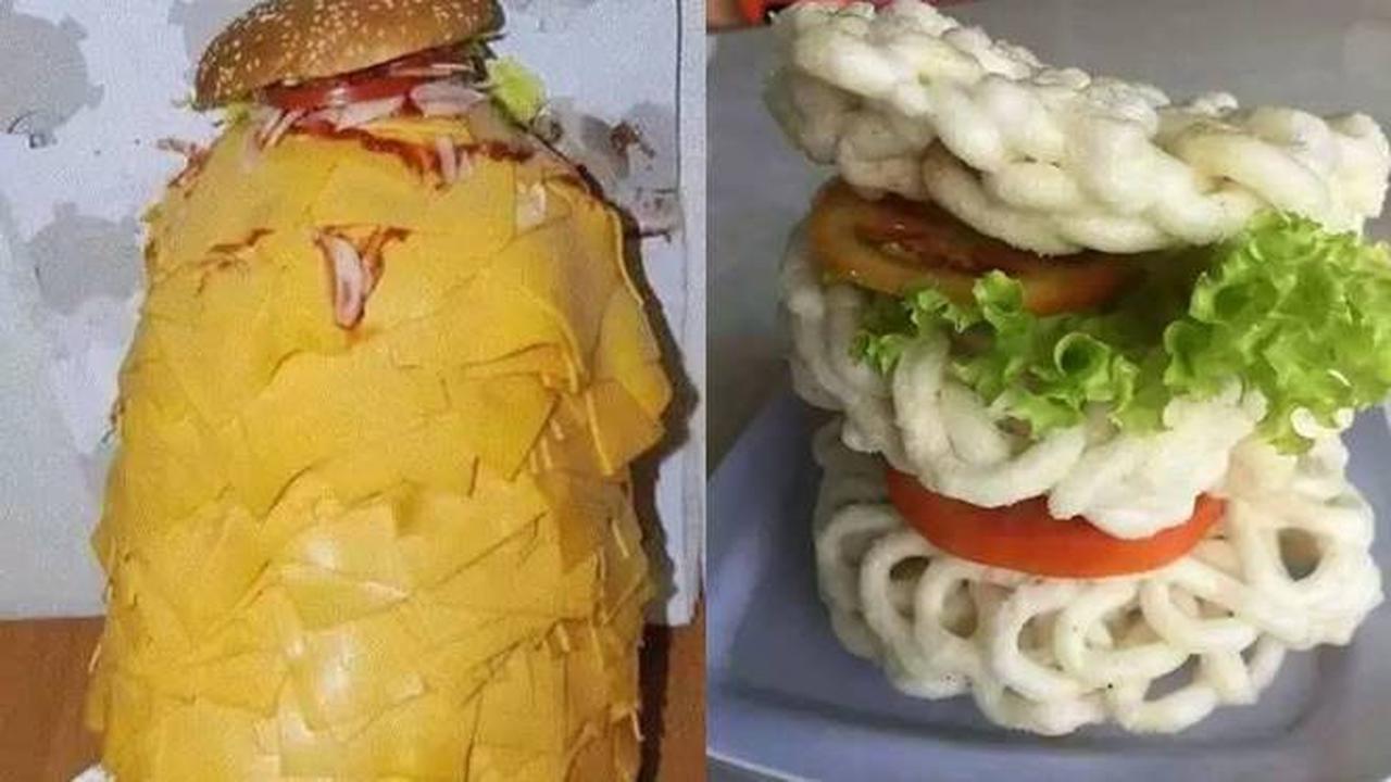 7 Potret Bentuk Burger Absurd, Bikin Bingung Cara Makannya
