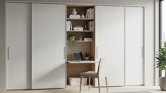 Model Lemari Pakaian Pintu Geser dari Papan