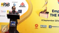 Menaker Hanif Dhakiri memberikan pidato saat acara Indonesia Human Capital Studi 2016 di Jakarta, Kamis (9/8). (Liputan6.com/Helmi Afandi)