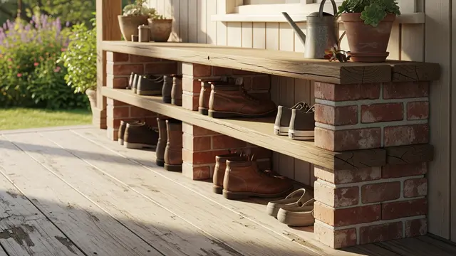 Ide Rak Sepatu Outdoor dari Bata Merah Susun