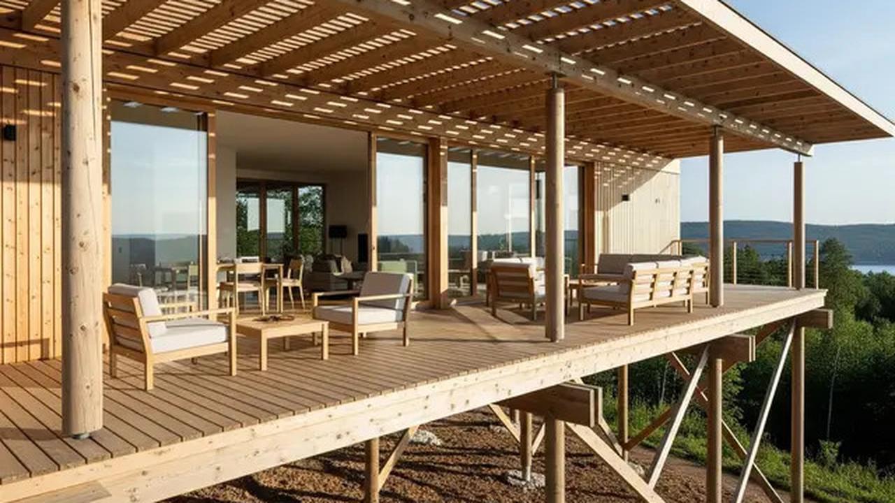7 Model Teras Rumah Ala Skandinavia dengan Atap Kayu Terbuka yang Natural