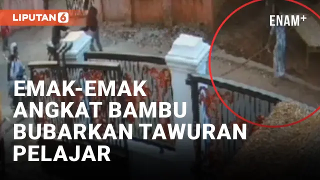 Ngamuk! Emak-emak Bubarkan Tawuran Pelajar di Serang Gunakan Bambu