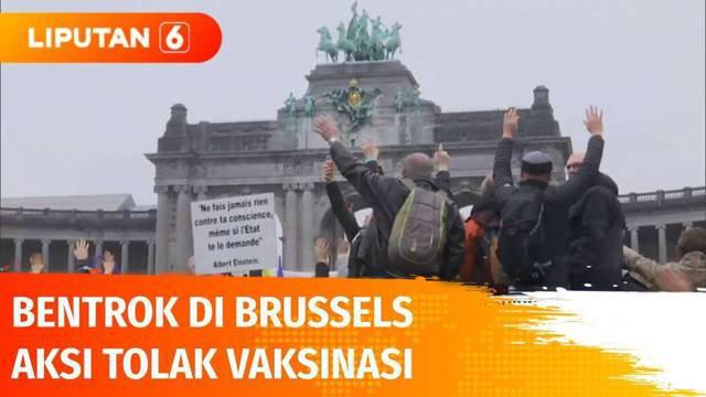 Unjuk rasa berujung bentrok terjadi di Brussels, Belgia. Pengunjuk rasa menolak polisi dengan merusak pagar pembatas yang kemudian direspon dengan tembakan meriam air. Unjuk rasa ini adalah dalam rangka menolak vaksinasi serta pembatasan aktivitas ak...