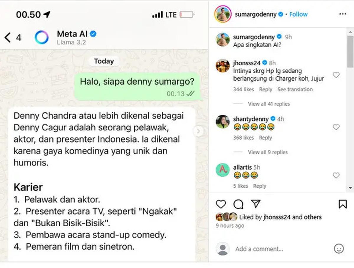 Chat 10 Artis dengan Meta AI Ini Jawabannya Halu, Bikin Ngakak