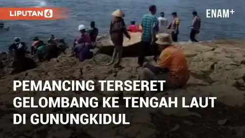 VIDEO: Viral Pemancing Terseret Gelombang ke Tengah Laut di Pantai Jogan Gunungkidul