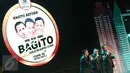 Penampilan grup lawak Bagito dalam acara "Bagito Return: Everlasting Memories Reunion" di Senayan City, Jakarta, Rabu (2/11). Grup beranggotakan Didin, Miing dan Unang ini juga sekaligus merayakan hari jadi ke 38 tahun. (Liputan6.com/Herman Zakharia)