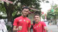 Pemain Timnas Indonesia bersuka ria jelang lawan PSS Sleman di Sleman, Jawa Tengah (Bola.com/Ronald Seger)