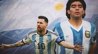 Ilustrasi - Lionel Messi dan Maradona (Bola.com/Adreanus Titus)