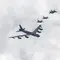 Dalam foto yang disediakan oleh Kementerian Pertahanan Korea Selatan ini memperlihatkan pesawat pengebom Amerika Serikat B-52H (tengah) serta jet tempur F-16 dan jet tempur F-15K Angkatan Udara Korea Selatan (kiri atas dan kanan bawah) terbang di atas Semenanjung Korea saat latihan bersama di Korea Selatan, Kamis (13/7/2023). (South Korea Defense Ministry via AP)