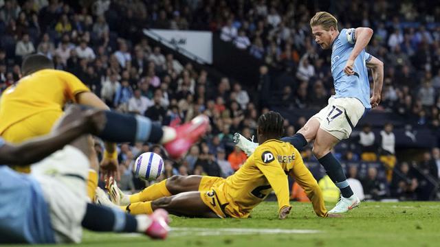 Foto: Kevin De Bruyne Cetak Gol Kemenangan Manchester City atas Wolves di Liga Inggris