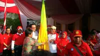 Ahok-Djarot melepas Napak Tilas Proklamasi dari Museum Perumusan Naskah Proklamasi, Minggu (16/8/2015). (Nafiysul Qodar)